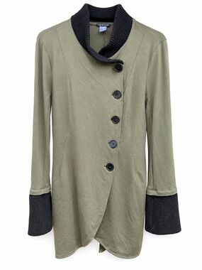 VENUS Olive Green Asymmetrical Tunic Jacket Sweater Coat Size 10 Boho